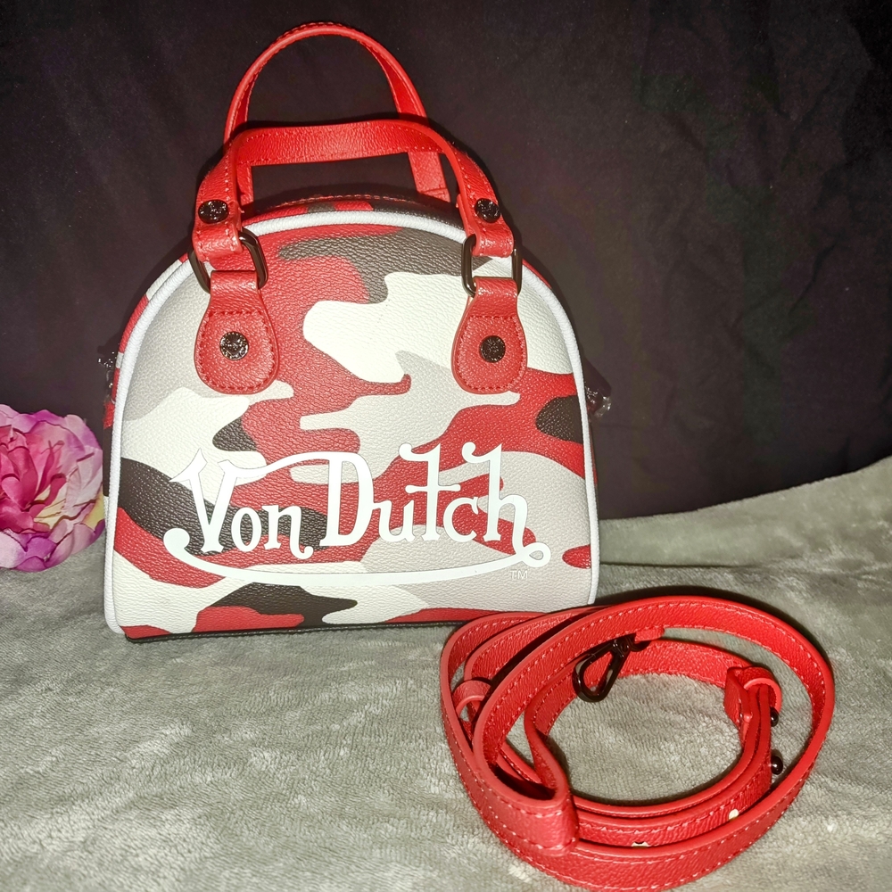 RARE ONE OF A KIND Von Dutch Red and White Camouflage Bowling Bag